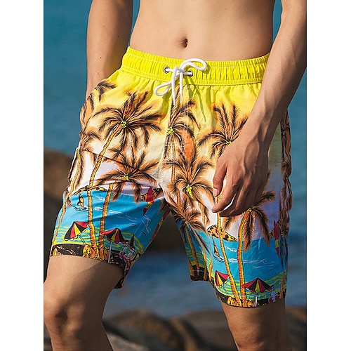 

Per uomo Boxer da surf Pantaloncini da mare Boxer da mare A cordoncino Vita elastica Albero di cocco Comfort Traspirante Esterno Giornaliero Per uscire Di tendenza Streetwear Giallo Blu
