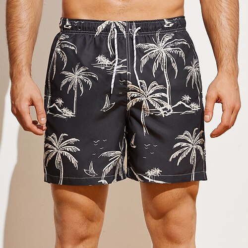 

Herre Surfeshorts Badeshorts Sommershorts Strandshorts Snorer med mesh fôr Elastisk midje Kokosnøttre Grafiske trykk Hurtigtørkende Kort Avslappet Daglig Ferie Bohem Hawaiisk Svart Blå Mikroelastisk