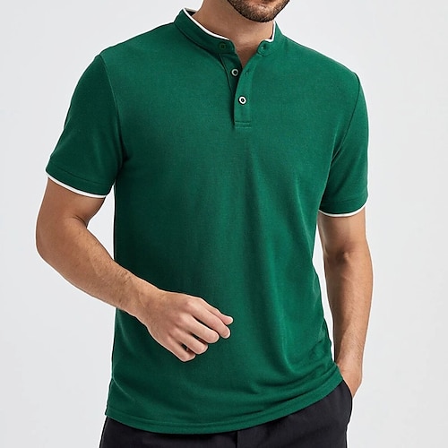 

Herre POLO T-skjorte Golf skjorte Avslappet Ferie Høy krage Kortermet Mote Grunnleggende عادي Knapp Sommer Normal Dyp Grønn POLO T-skjorte