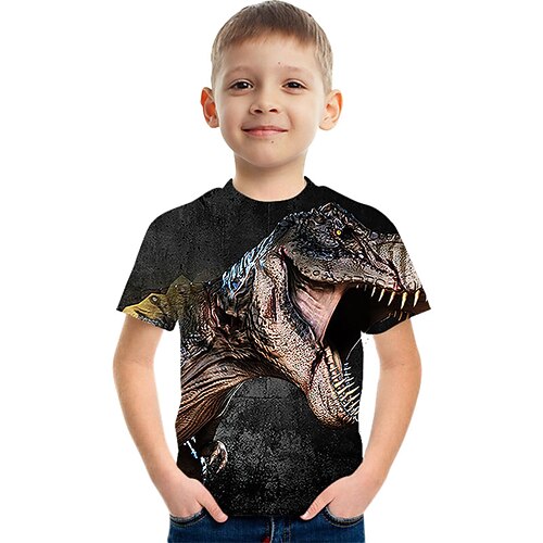 

mode dinosaur print kortærmet t-shirt mode 3d printede farverige skjorter til drenge og piger