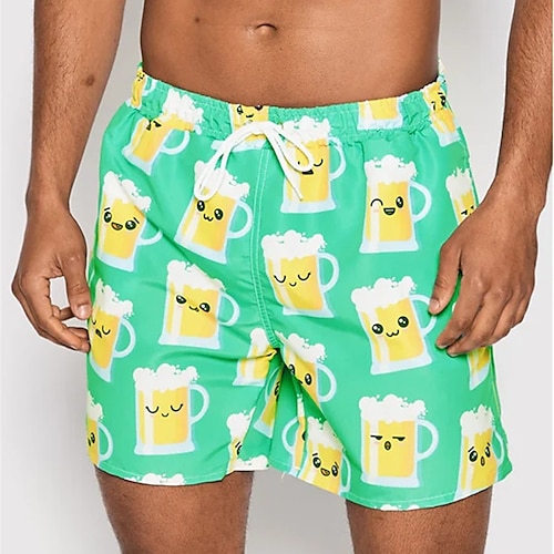 

Herre Surfeshorts Badeshorts Sommershorts Strandshorts Snorer med mesh fôr Elastisk midje Grafiske trykk Øl Hurtigtørkende Kort Avslappet Daglig Ferie Bohem Hawaiisk Lysegrønn Mikroelastisk