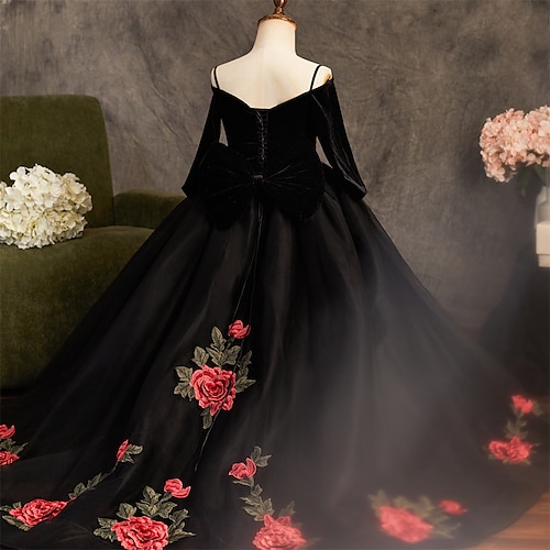 

Bambino Da ragazza Vestito da festa Tinta unica Vestito tubino Fino a metà polpaccio Vestito Prestazioni Retato Senza spalline Manica a 3/4 Da principessa Vestito 1 anno Estate Nero
