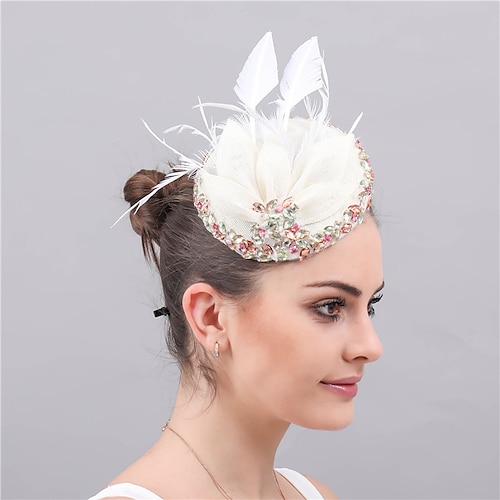 

Fascinators Sinamay Wedding Kentucky Derby Cocktail Royal Astcot Lady Bridal With Rhinestone Feather Headpiece Headwear