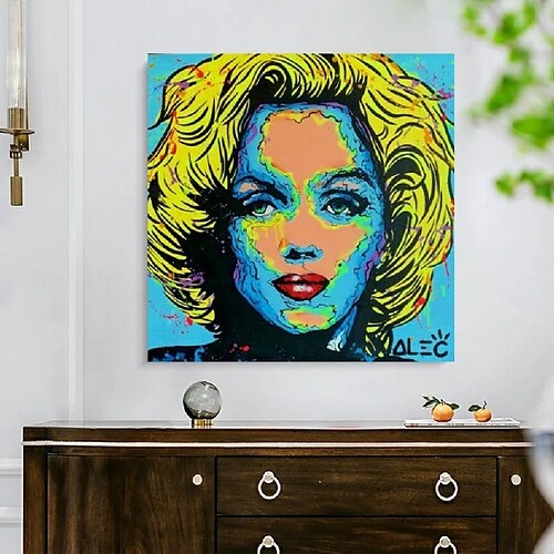 

Handmade Hand Painted Oil Painting Wall Modern Abstract Painting Alec Monopoly Street Art Lady Canvas Painting Home Decoration Decor Rolled Canvas No Frame Unstretched