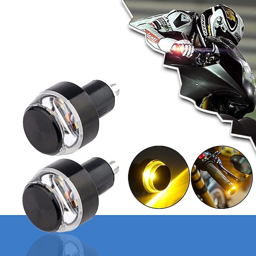 

Otolampara 12v 5w cnc señales de giro motocicleta led manillar extremo de la barra intermitente para 22mm dos colores manillar señal luz intermitente para manillar