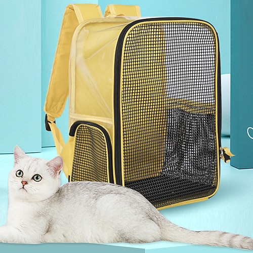 

Outdoor Portable Pet Bag Transparent Oxford Backpack Large Capacity Solid Color Cat Bag Breathable And Comfortable Pet Supplies