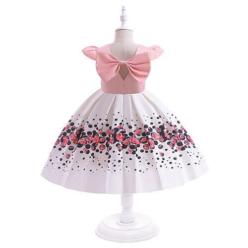 

Bambino Da ragazza Vestito da festa Pop art Vestito da festa Al ginocchio Vestito Prestazioni Stampa 3D Girocollo Manica corta Da principessa Vestito 3-8 anni Estate Champagne Rosa