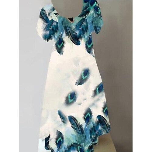 

Per donna Vestito casual Vestito tubino Abito stampato Pop art Piume Increspato Stampa Girocollo Mini abito Di tendenza Elegante Giornaliero Per eventi Manica corta Standard Bianco Estate Primavera S