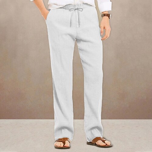 White Drawstring-waist linen trousers | 120% Lino | MATCHES UK
