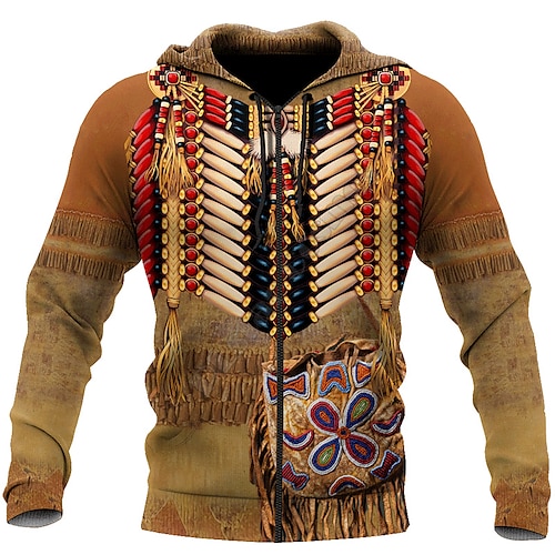 

Homme Sweat à capuche zippé Veste Jaune Capuche Tribal Imprimés Photos Zippé Imprimer Sport Loisir du quotidien Des sports 3D effet Vêtement de rue Décontractées Printemps Automne Vêtement Tenue