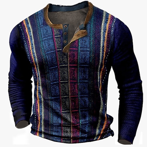 

Per uomo Camicia Henley Waffle Magliette Pop art A quadri Henley Abbigliamento Stampa 3D Esterno Informale Manica lunga Pulsante Essenziale Di tendenza Originale