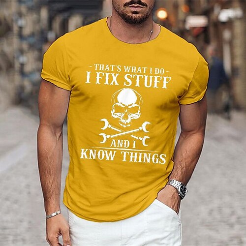

Herre T-shirt Grafiske T-shirts Cool skjorte Grafiske tryk bogstavtryk Hobby Dødningehoveder Rund hals Varm Stempling I Fix Stuff Gade Ferierejse Kort Ærme Trykt mønster Tøj Designer Basale Bekvem