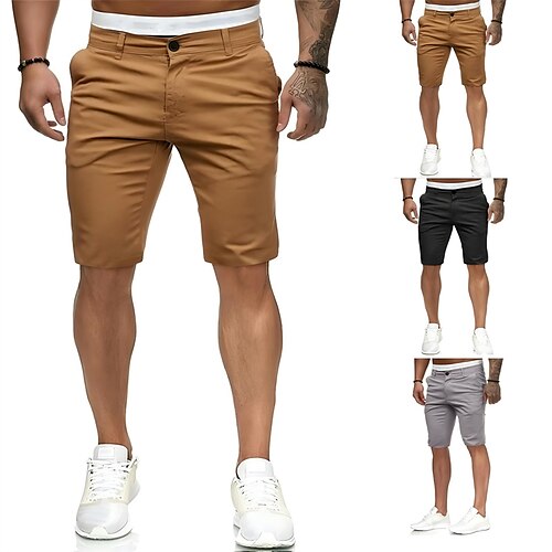 

Men's Shorts Chino Shorts Bermuda shorts Work Shorts Zipper Pocket Plain Outdoor Knee Length Daily Beach Cotton Blend Classic Style Chino Slim Black White Micro-elastic