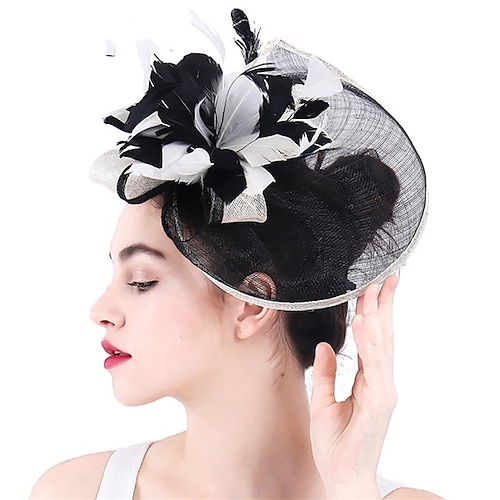 

fascinators Hør Kentucky Derby Kirke Dame Britisk Med Fjer Medaljon Hovedbeklædning
