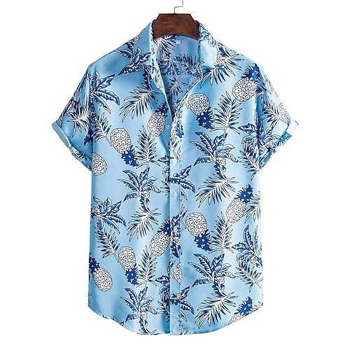 

Herre Hawaii skjorte Skjorte med knapper Sommerskjorte Uformell skjorte Strandskjorte Blå Kortermet Blomst / Planter Skjortekrage utendørs Ut på byen Trykt mønster Klær Gatemote Stilfull Fritid