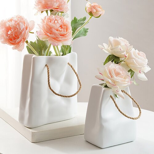 

Bolso blanco de resina de estilo nórdico, decoración de jarrón, bolso creativo, arreglo de flores secas, decoración del hogar, regalo, 1 ud.