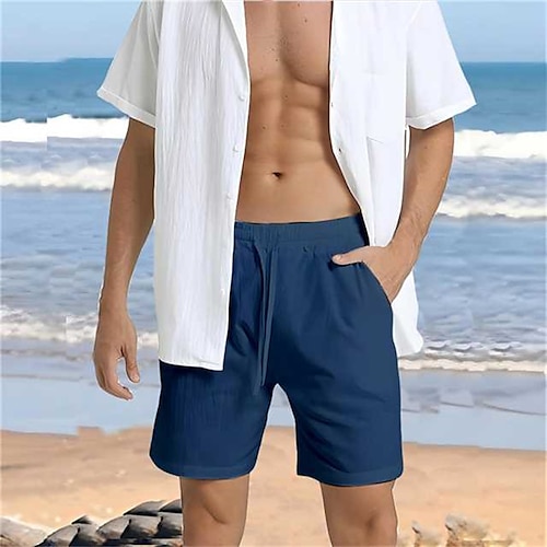 

Herren Shorts Kurze Hosen Leinenshorts Kurze Hosen Sommer-Shorts Strandshorts Kurze Hosen Kordelzug Elastische Taille Gerade geschnitten Glatt Komfort Atmungsaktiv Kurz Casual Täglich Festtage Leinen