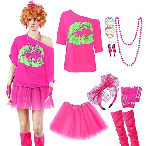 

Retrò vintage Anni '80 Barbiecore Maglietta Set di accessori Per donna Senza spalline Costume Vintage ▾ Cosplay Gonne