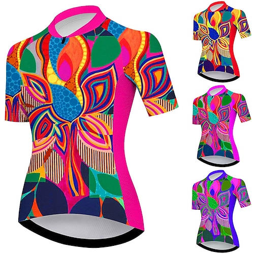 

21Grams Mujer Maillot de Ciclismo Manga Corta Bicicleta Camiseta con 3 bolsillos traseros MTB Bicicleta Montaña Ciclismo Carretera Transpirable Dispersor de humedad Secado rápido Bandas Reflectantes