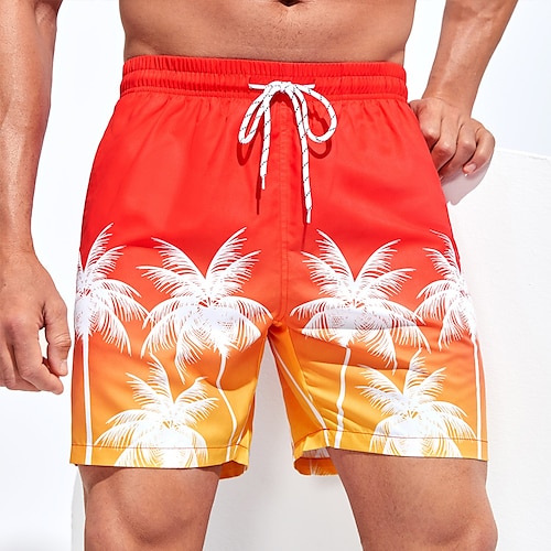 

Herre Surf shorts Badeshorts Sommer shorts Strandshorts Snørelukning med mesh-for Elastisk Talje Kokos palme Grafiske tryk Hurtigtørrende Korte Afslappet Daglig Ferie Boheme Hawaiiansk Rød