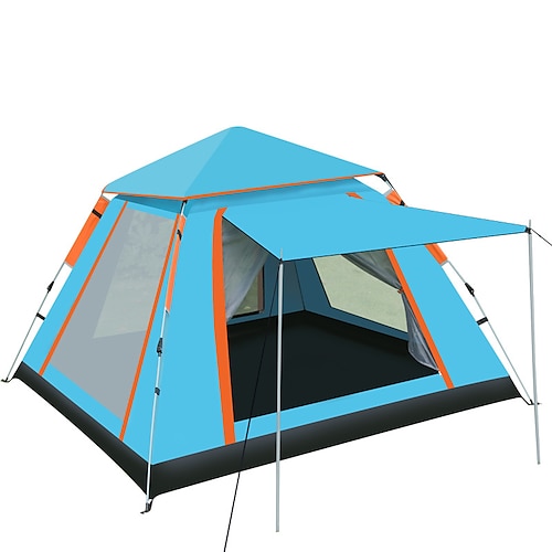 

4 personer Telt Familie Camping Telt Utendørs Vanntett UV Solbeskyttelse Vindtett Automatisk Telt 1500-2000 mm til Fisking Klatring Strand Oxfordtøy 210210140 cm