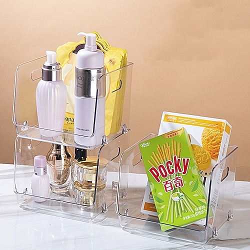 

scatola di immagazzinaggio impilabile per desktop cosmetici organizer per trucchi scatola di immagazzinaggio per rack in acrilico organizer per cestino portaoggetti per bagno