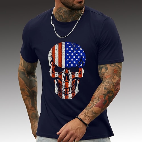 

Herre T-shirt Grafiske T-shirts Cool skjorte Grafiske tryk Patriotisk Nationalflag Rund hals Varm Stempling Gade Ferierejse Kort Ærme Trykt mønster Tøj Designer Basale Moderne Moderne