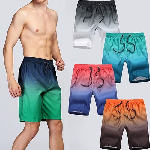 

Herre Surfeshorts Badeshorts Sommershorts Strandshorts Snorer Elastisk midje Gradert Pustende Hurtigtørkende Knelengde Ferie Strand Bohem Hawaiisk Svart / Hvit Gradientblått Mikroelastisk