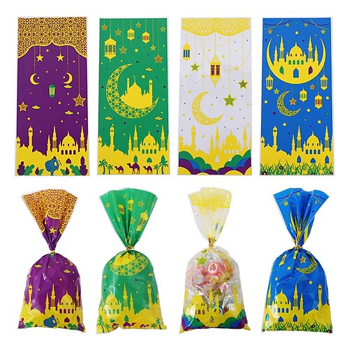 

eid mubarak plastikpose flad åben top til slik småkage brød mad opp kage gave emballage print poser fest diy