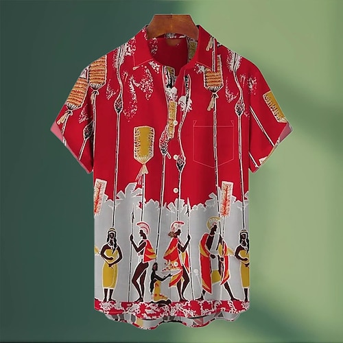 

Homens Camisa Social Camisa havaiana Estampas Abstratas Música Notas Banda Aberto para a Lateral Preto Vermelho Azul Dourado Ao ar livre Rua Manga Curta Botão para baixo Imprimir Roupa Moda Designer