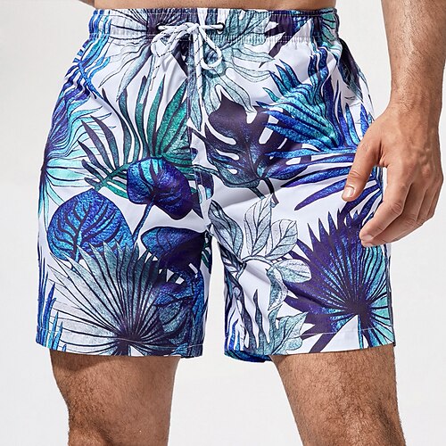 

Per uomo Boxer da surf Pantaloncini da mare Boxer da mare Pantaloncini estivi Pantaloncini da spiaggia A cordoncino con fodera in rete Vita elastica A foglia Tropicale Stampe astratte Asciugatura