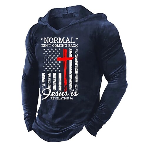 

Hombre Sudadera Con Capucha Azul Marino Con Capucha Estampados Bandera Estampado Diario Deportes Festivos Impresión 3D Ropa de calle Design Casual Primavera verano Ropa Sudaderas con capucha Sudaderas