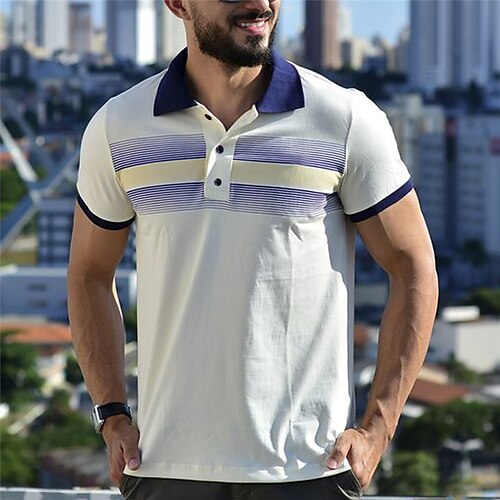 

Per uomo POLO Camicia da golf Golf A strisce Stampe astratte Collo ripiegabile Blu Esterno Strada Maniche corte Stampa Abbigliamento Sportivo Di tendenza Streetwear Originale