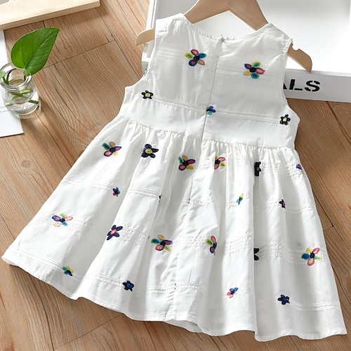 

Bambino Da ragazza Vestito Animali Abito estivo Al ginocchio Vestito Scuola Senza spalline Senza maniche Adorabile Vestito 7-13 anni Estate Bianco Rosa
