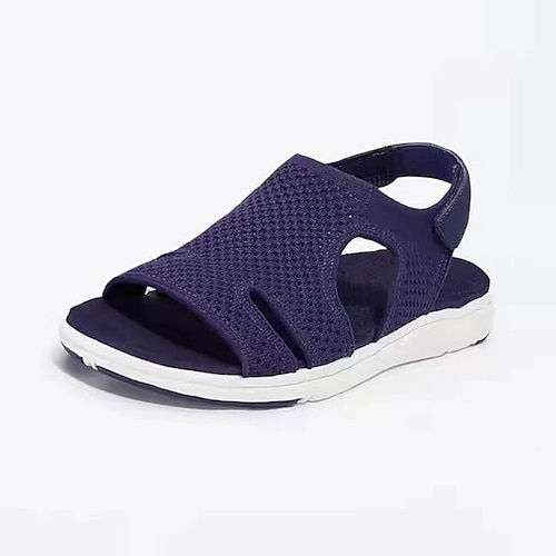 

Mulheres Sandálias Sandálias rasas Tamanhos Grandes Diário Praia Sem Salto Dedo Aberto Elegante Casual Minimalismo Com Transparência Velcro Côr Sólida Azul Claro Azul / Roxo Preto