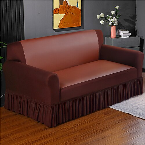 PU Leather Sofa Cover Waterproof 3 Seater Cushion Cover Stretch