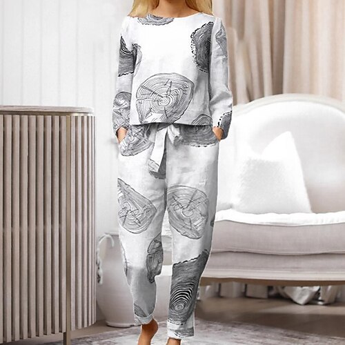

Dame Sæt Blomst Afslappet Komfort Blødt Hjem Daglig Seng Polyester Forår Efterår Sort Hvid