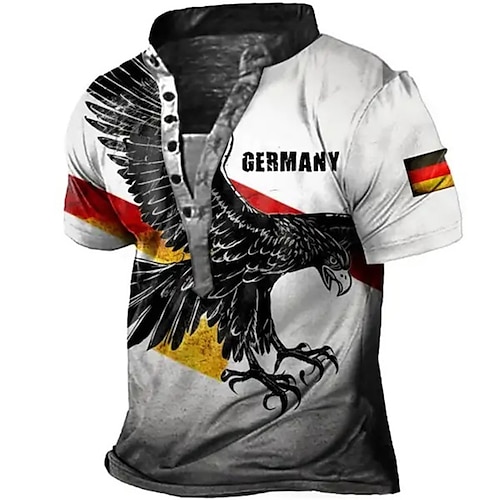 

Per uomo Camicia Henley Magliette Pop art Animali Aquila Henley Abbigliamento Stampa 3D Esterno Giornaliero Manica corta Bottone giù Stampa Di tendenza Informale Comodo