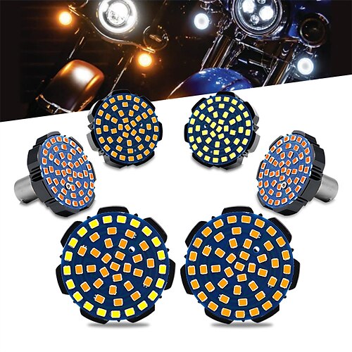 

otolampara 21w 1156 trasera 1157 canbus 2 pulgadas blanco / ámbar switchback led bombillas de luz de señal de giro delantera para motocicleta harley no hyper flash
