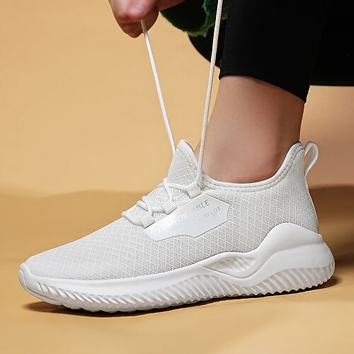 

Per donna Scarpe da ginnastica Scarpe Flyknit Esterno Giornaliero Lacci Piatto Punta tonda Per sport minimalismo Corsa Tessitura volante Con lacci intrecciali Bianco