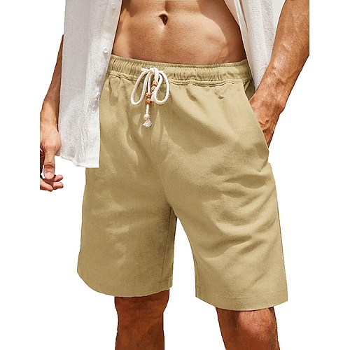 

Homens Calção Shorts de linho Shorts de verão Com Cordão Tecido Conforto Respirável Ao ar livre Diário Para Noite Misto de Algodão e Linho Moda Casual Preto Branco