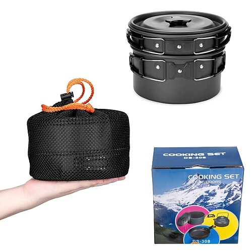 

produits de plein air amazon vente chaude camping ustensiles de cuisine en plein air pot ensemble théière combinaison pique-nique pot ensemble Vente en gros