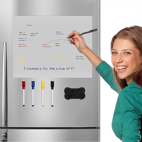 

3040cm/11.81in15.74in1pc Weekly Schedules Magnetic Whiteboard Dry Erase White Boards Soft Home Office Kitchen Flexible Pad Fridge Stickers Magic Memo Message Board Gift