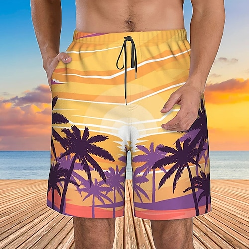 

Per uomo Boxer da surf Pantaloncini da mare Boxer da mare A cordoncino con fodera in rete Vita elastica Albero di cocco Stampe astratte Asciugatura rapida Breve Informale Giornaliero Per eventi