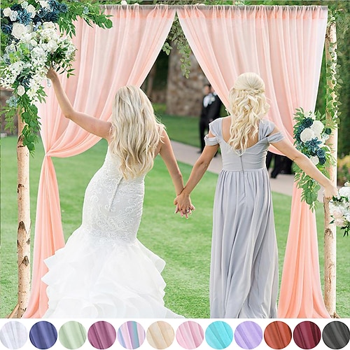 

Cortinas de arco de casamento tecido de chiffon cortinas de pano de fundo transparente para cerimônia de festa arco decorações de palco