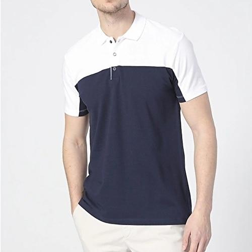 

Herre Golf skjorte Button Up Poloer Gate Avslappet Klassisk Kortermet Mote Grunnleggende Fargeblokk Knapp Sommer Normal Svart Golf skjorte