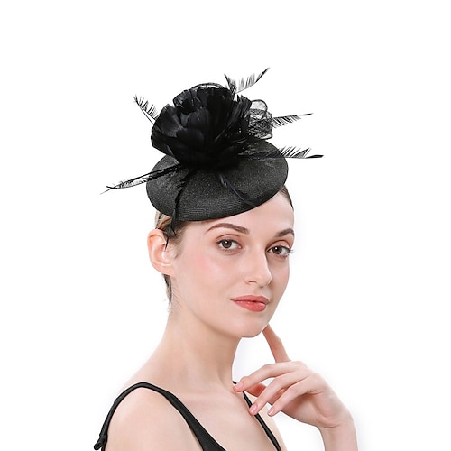 

fascinators sinamay Kentucky Derby Hesterace Elegant Retrorød Med Fjer Medaljon Hovedbeklædning