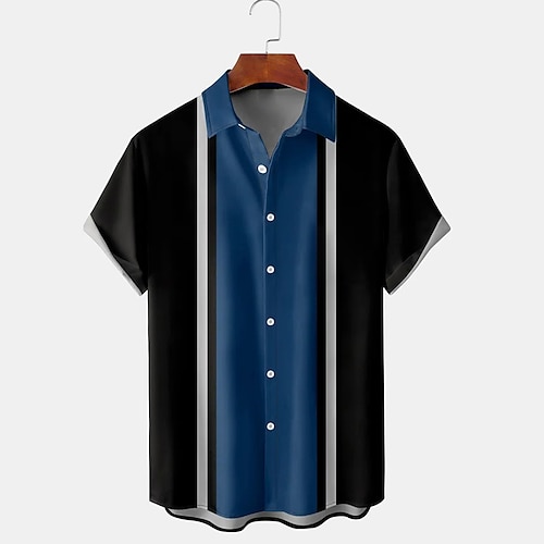 

Herren Hemd Bowling-Shirt Knopfhemd Sommerhemd Lässiges Hemd Blau Purpur Grün Hellgrau Grau Kurzarm Farbblock Umlegekragen Strasse Täglich Vordertasche Bekleidung Modisch 1950s Brautkleider schlicht