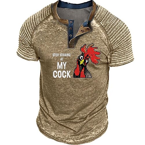 

Per uomo Camicia Henley Magliette grafiche Camicia fresca Gallo Stampe astratte Divertente Sottile pieghettato Henley Stampa a caldo Strada Da mare Maniche corte Pulsante Stampa Abbigliamento Di