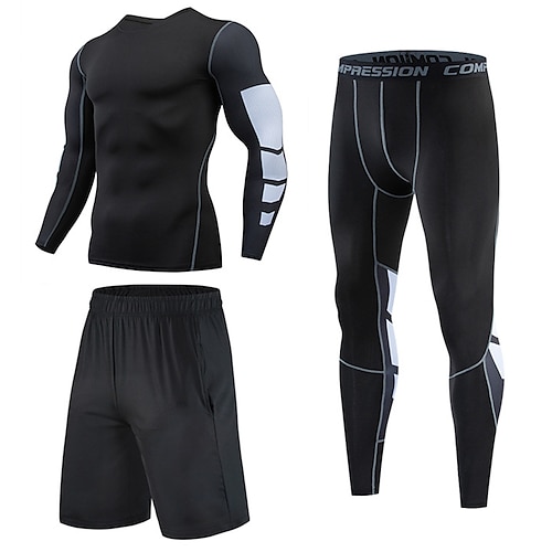 

Per uomo Set di Abbigliamento Sportivo Tuta di compressione 3 pezzi Sportivo Inverno Manica lunga Traspirante Traspirazione umidità Morbido Fitness Corsa Jogging abbigliamento sportivo Abbigliamento